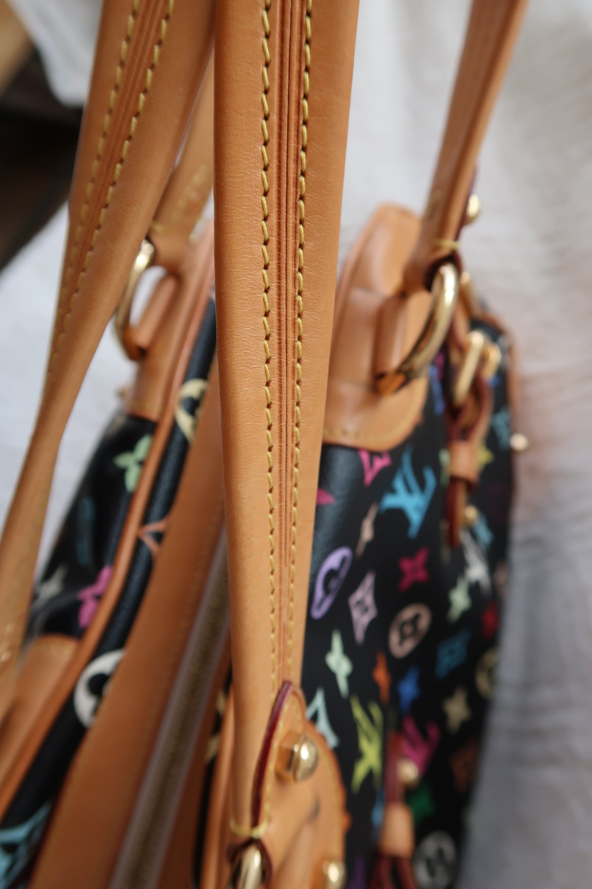 Louis Vuitton Monogram Multicolore Claudia Black Canvas Top Handle Bag