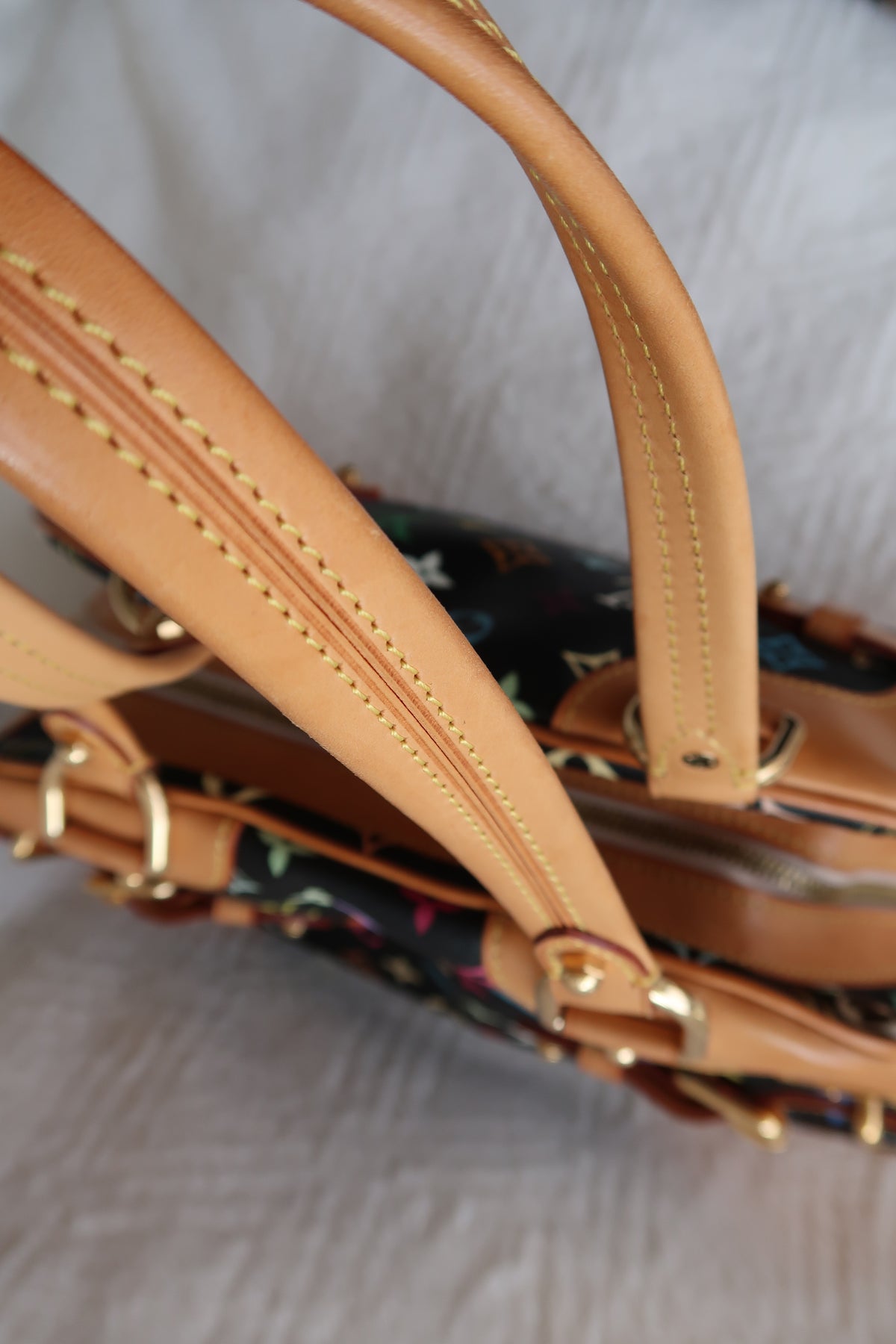 Louis Vuitton Monogram Multicolore Claudia Black Canvas Top Handle Bag
