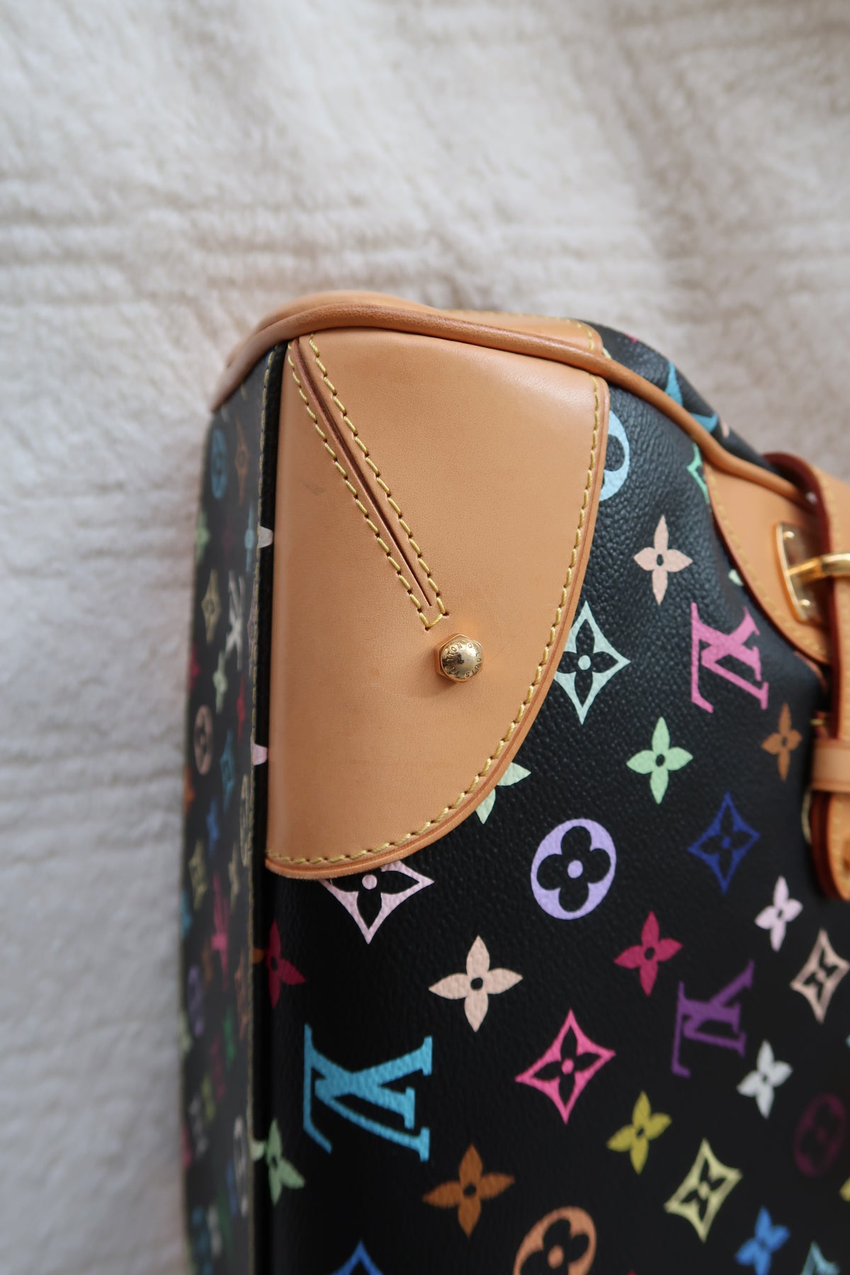 Louis Vuitton Monogram Multicolore Claudia Black Canvas Top Handle Bag