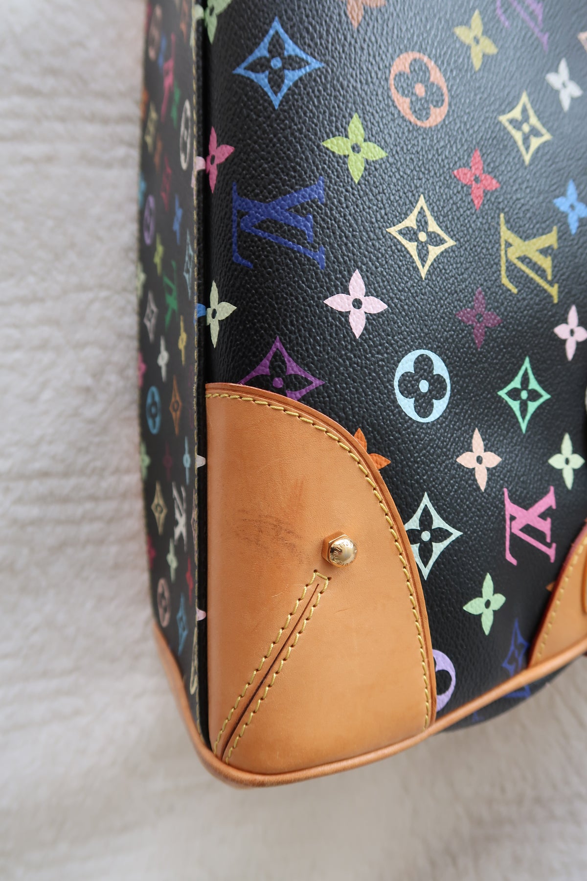Louis Vuitton Monogram Multicolore Claudia Black Canvas Top Handle Bag