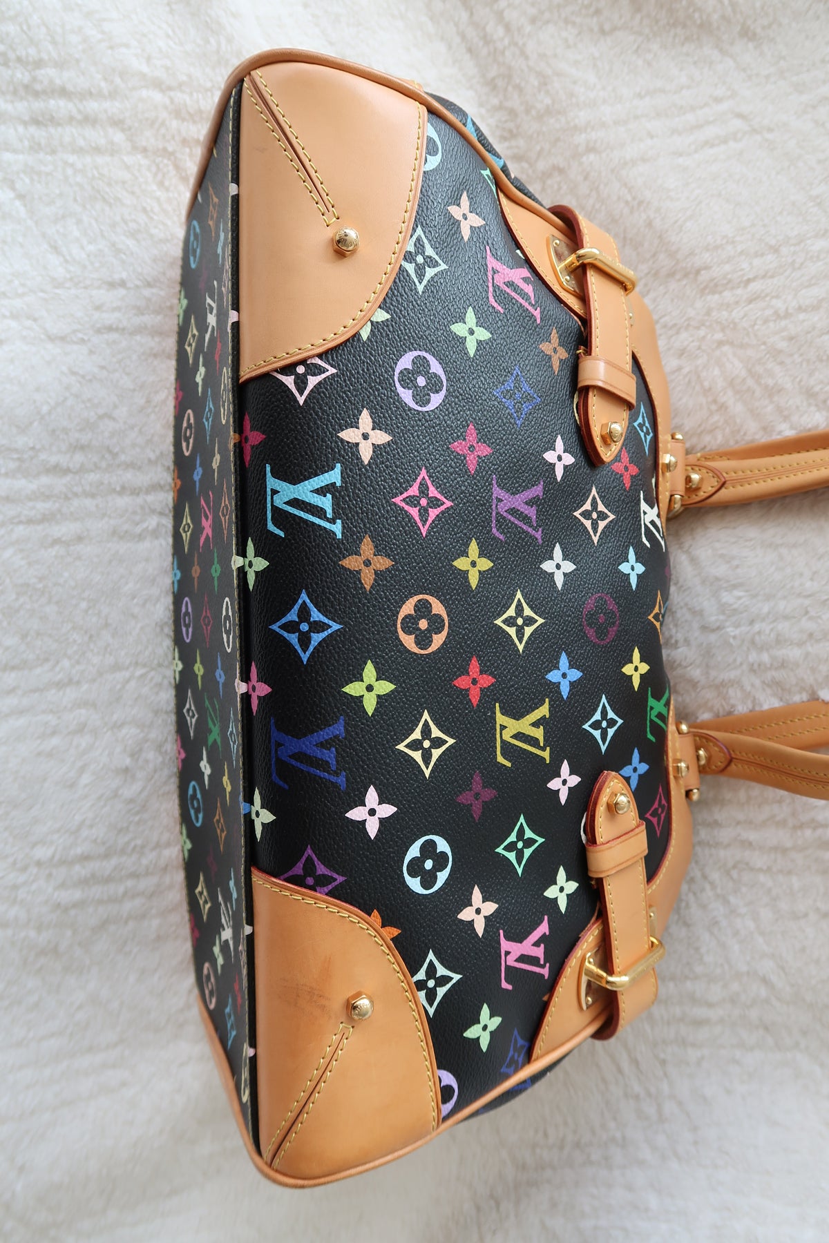 Louis Vuitton Monogram Multicolore Claudia Black Canvas Top Handle Bag