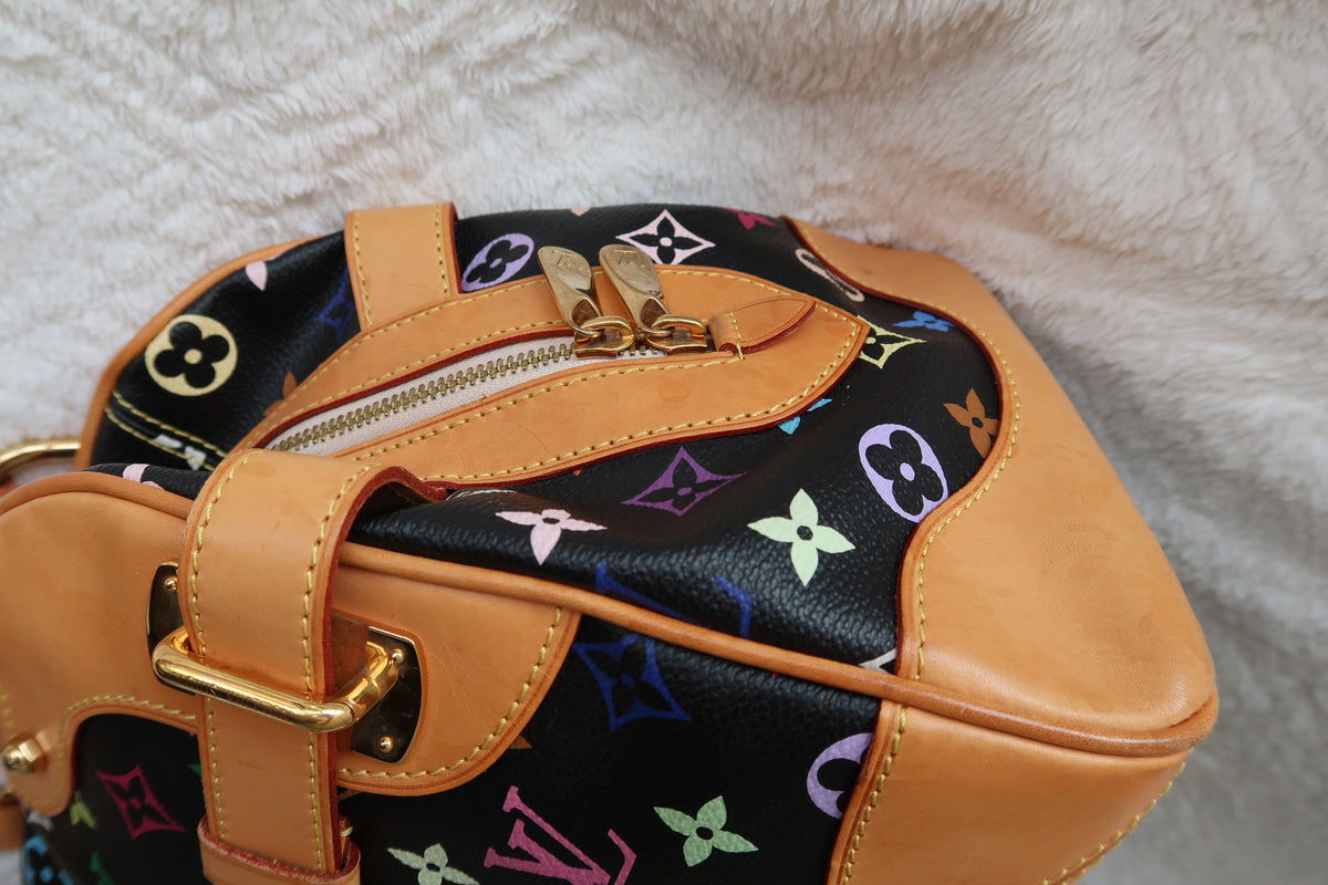 Louis Vuitton Monogram Multicolore Claudia Black Canvas Top Handle Bag