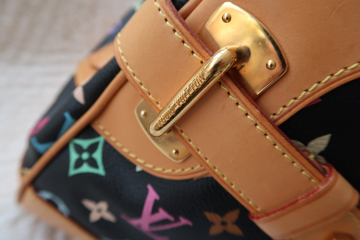 Louis Vuitton Monogram Multicolore Claudia Black Canvas Top Handle Bag
