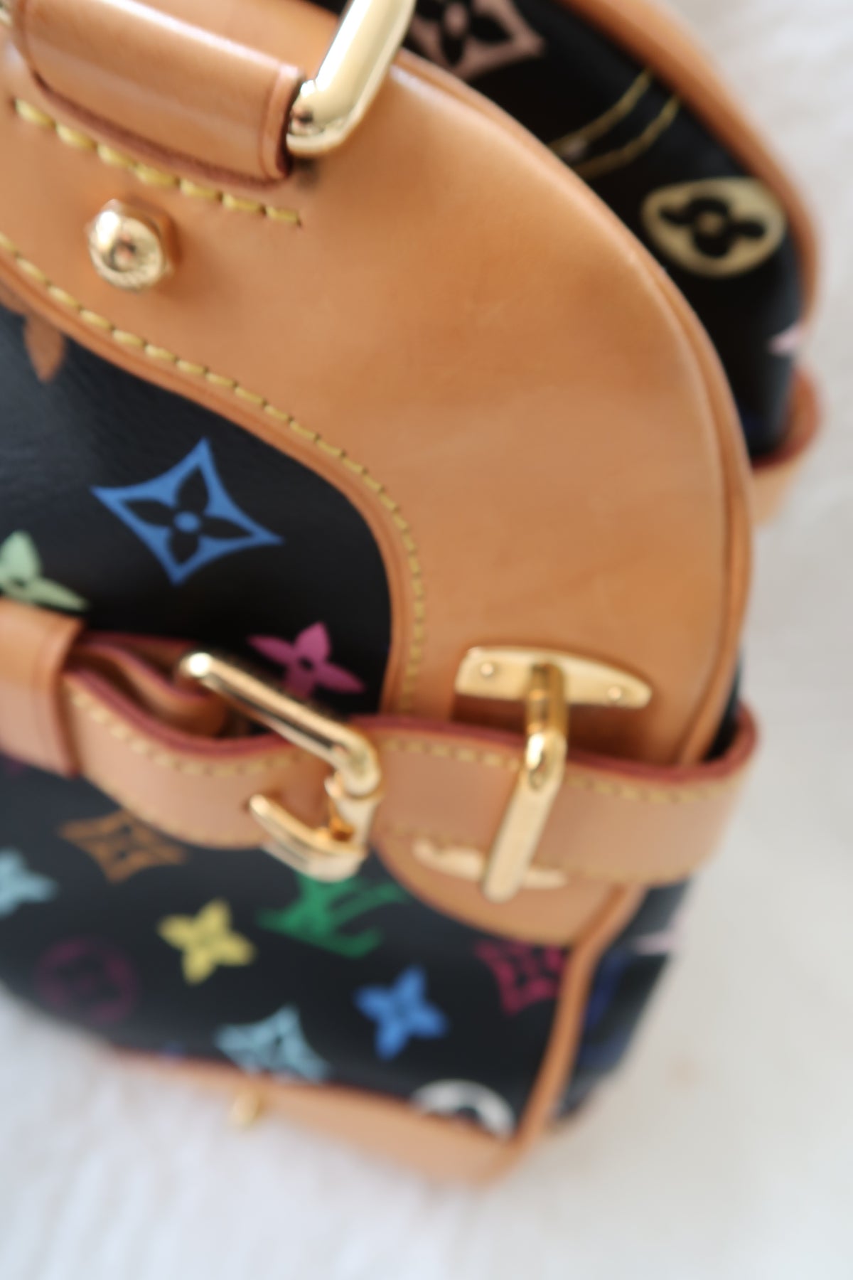 Louis Vuitton Monogram Multicolore Claudia Black Canvas Top Handle Bag