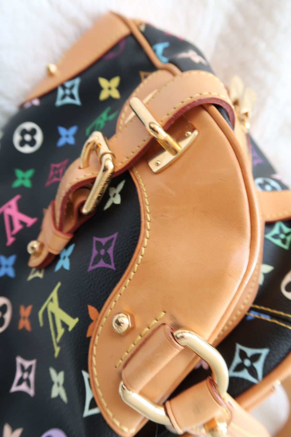 Louis Vuitton Monogram Multicolore Claudia Black Canvas Top Handle Bag