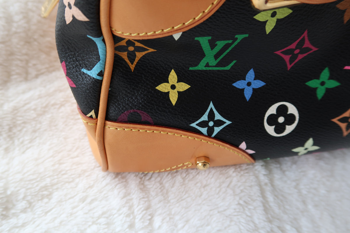 Louis Vuitton Monogram Multicolore Claudia Black Canvas Top Handle Bag