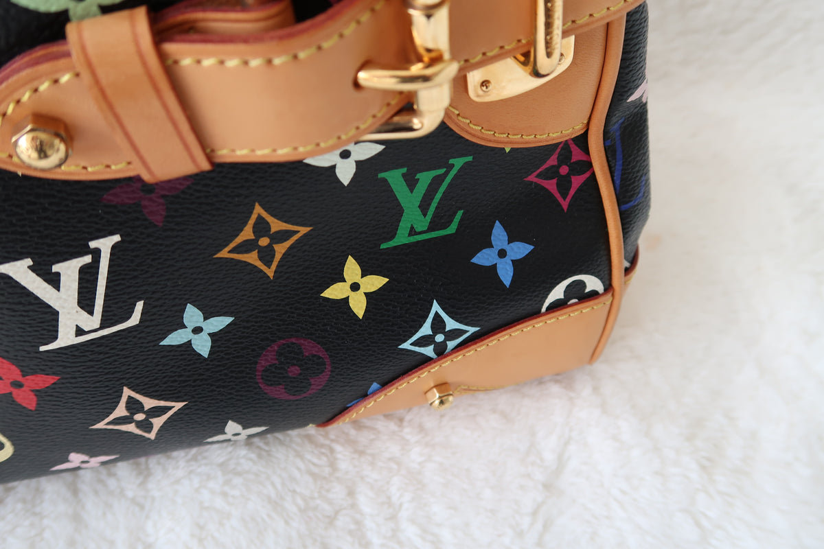 Louis Vuitton Monogram Multicolore Claudia Black Canvas Top Handle Bag