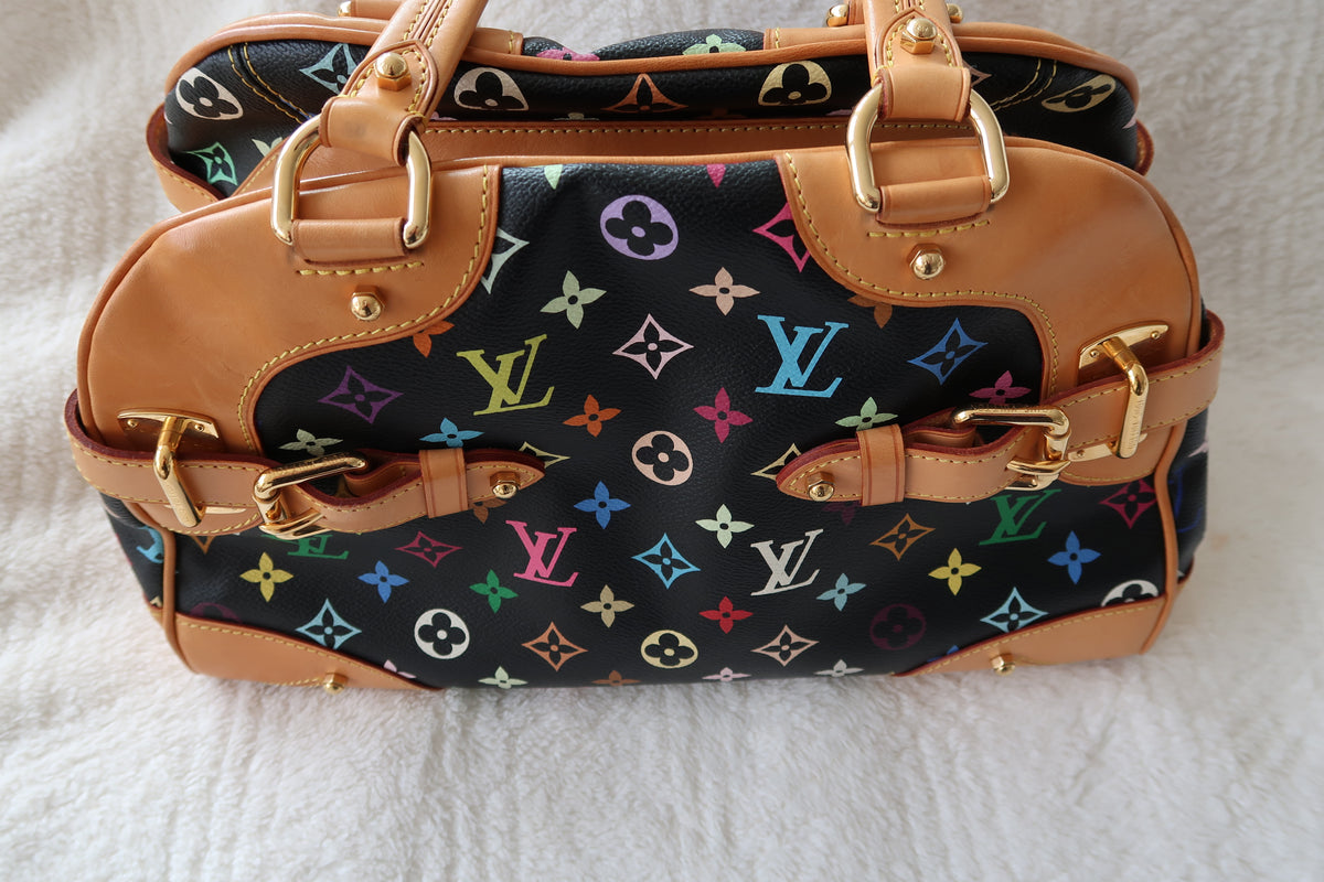 Louis Vuitton Monogram Multicolore Claudia Black Canvas Top Handle Bag