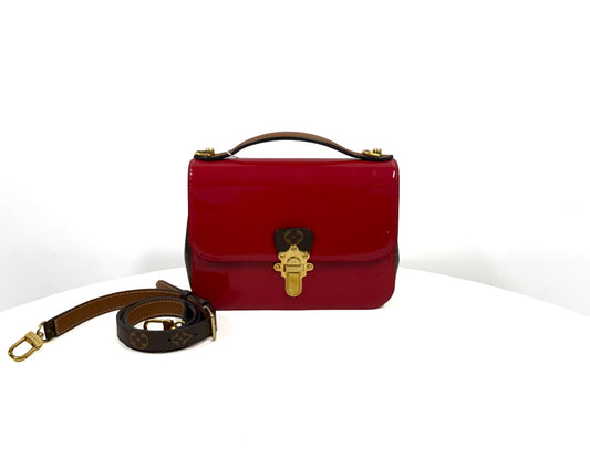 Louis Vuitton Cherrywood BB Scarlet Vernis Monogram Crossbody Bag With Strap