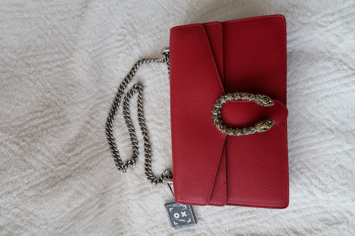 Gucci Dionysus Medium Leather Shoulder Bag Red