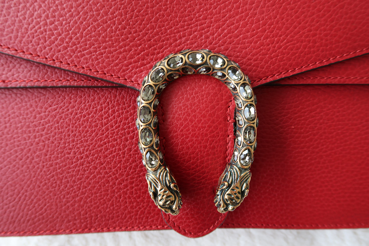 Gucci Dionysus Medium Leather Shoulder Bag Red