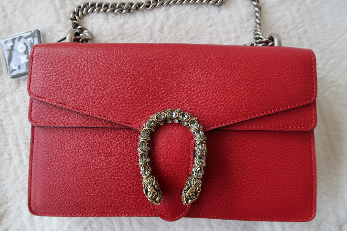 Gucci Dionysus Medium Leather Shoulder Bag Red