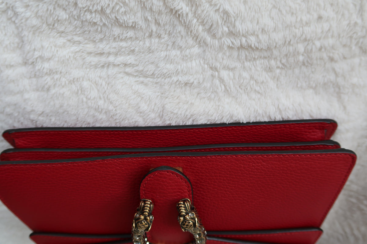 Gucci Dionysus Medium Leather Shoulder Bag Red