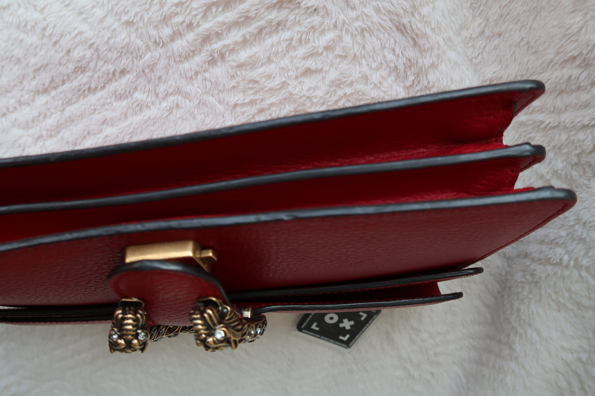 Gucci Dionysus Medium Leather Shoulder Bag Red