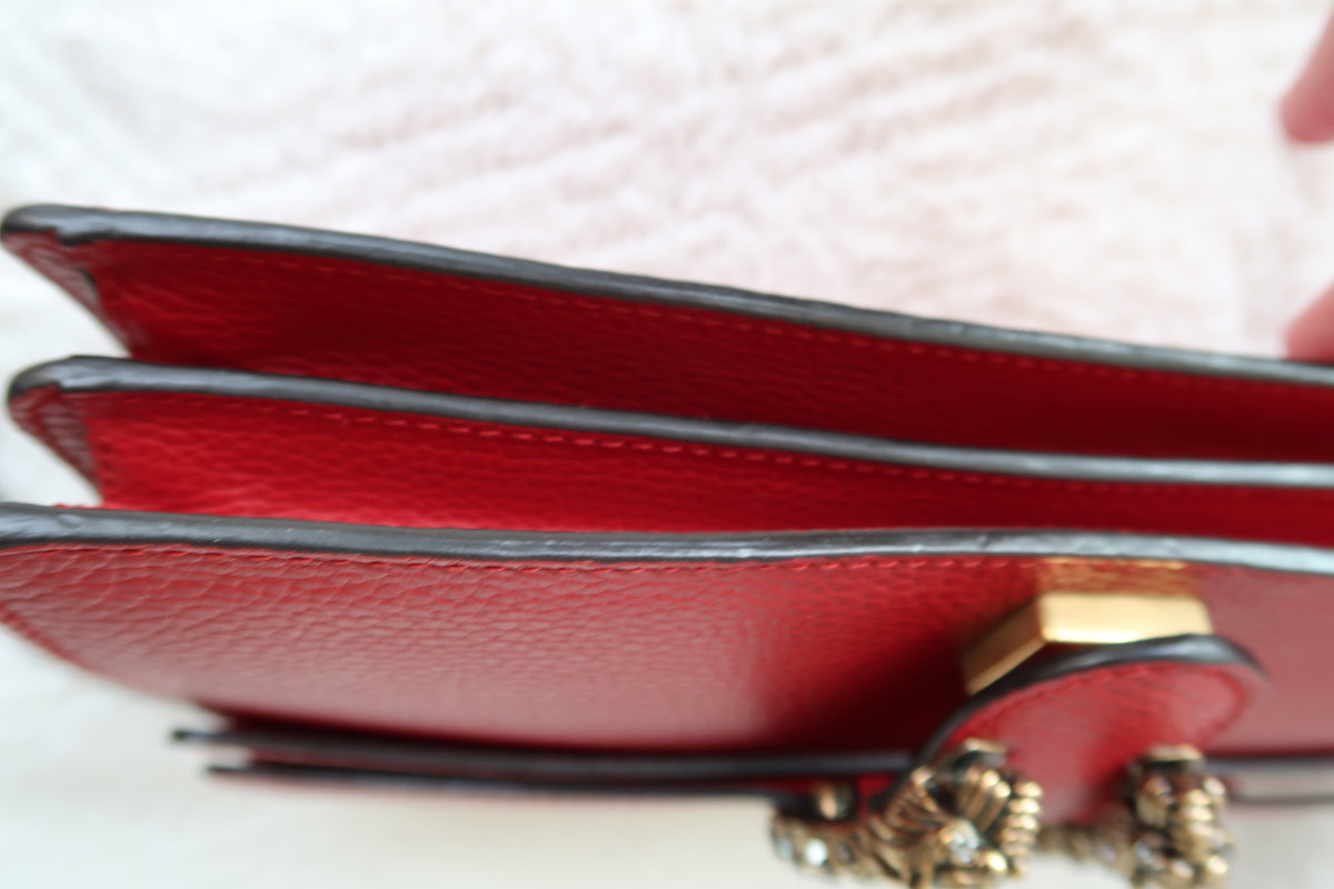 Gucci Dionysus Medium Leather Shoulder Bag Red