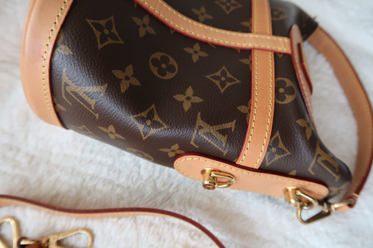 Louis Vuitton Monogram Canvas Duffle Bucket Shoulder Bag- Excellent