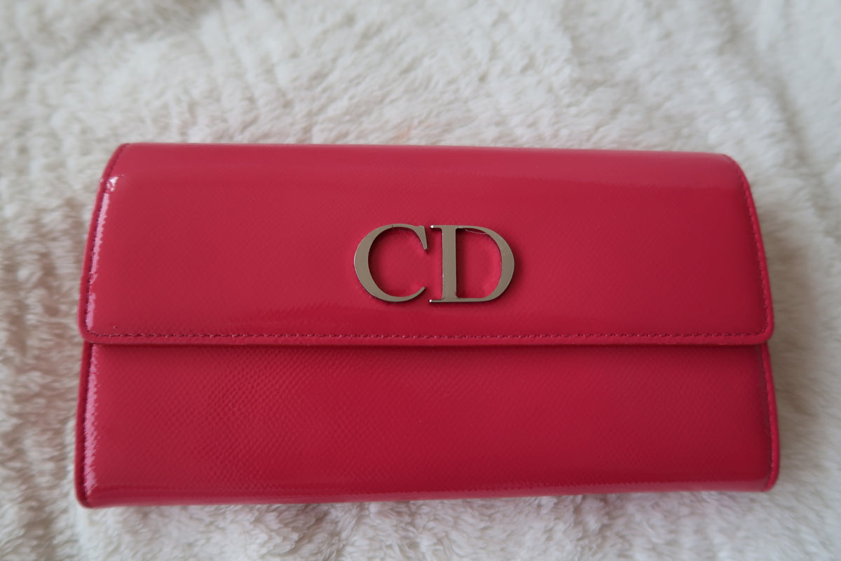 Christian Dior Pink Clutch With Chain Crossbody Shoulder Bag