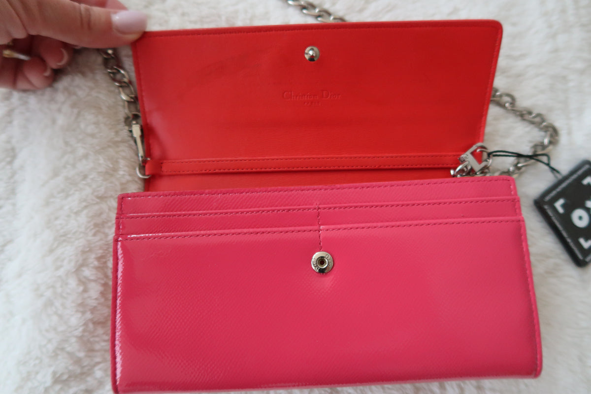 Christian Dior Pink Clutch With Chain Crossbody Shoulder Bag
