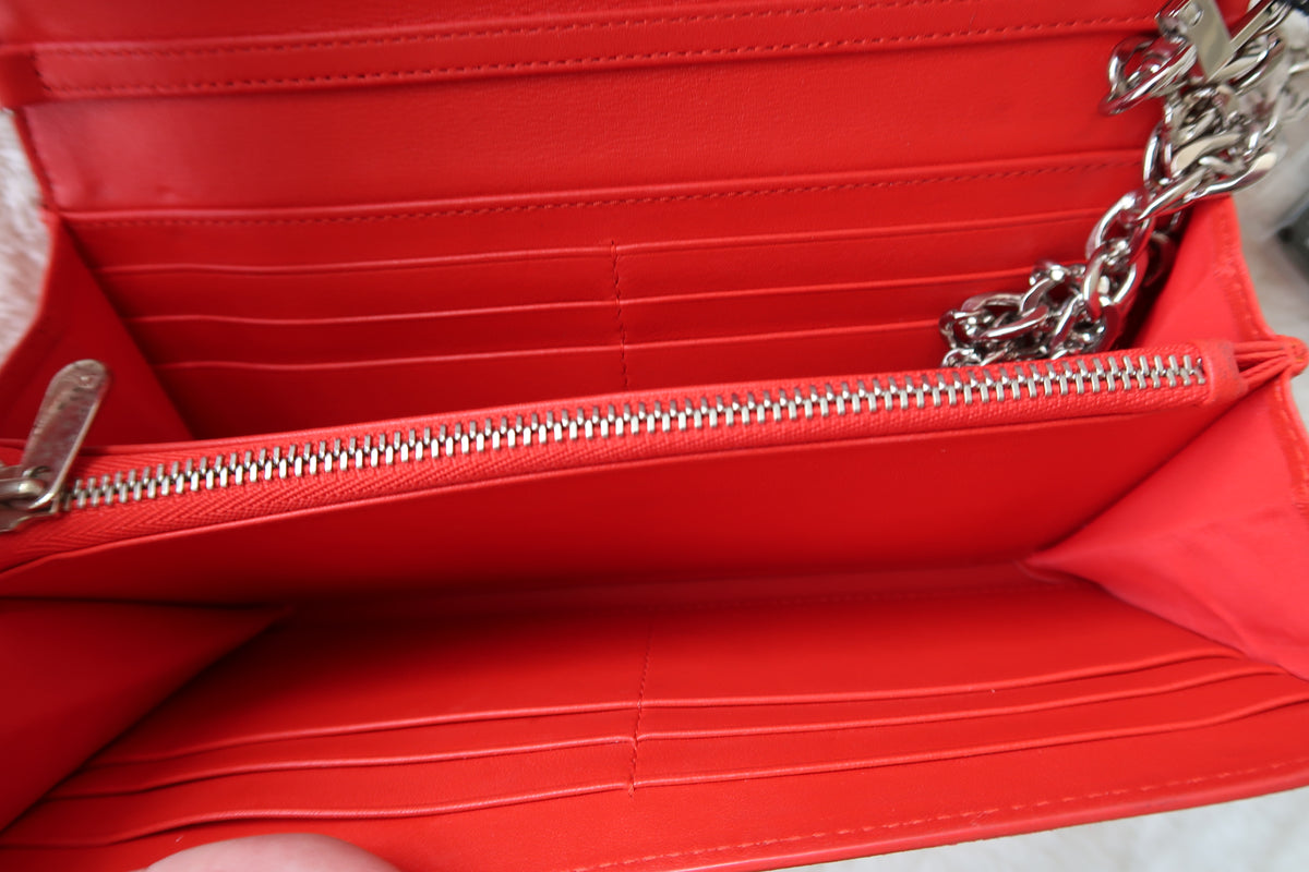 Christian Dior Pink Clutch With Chain Crossbody Shoulder Bag