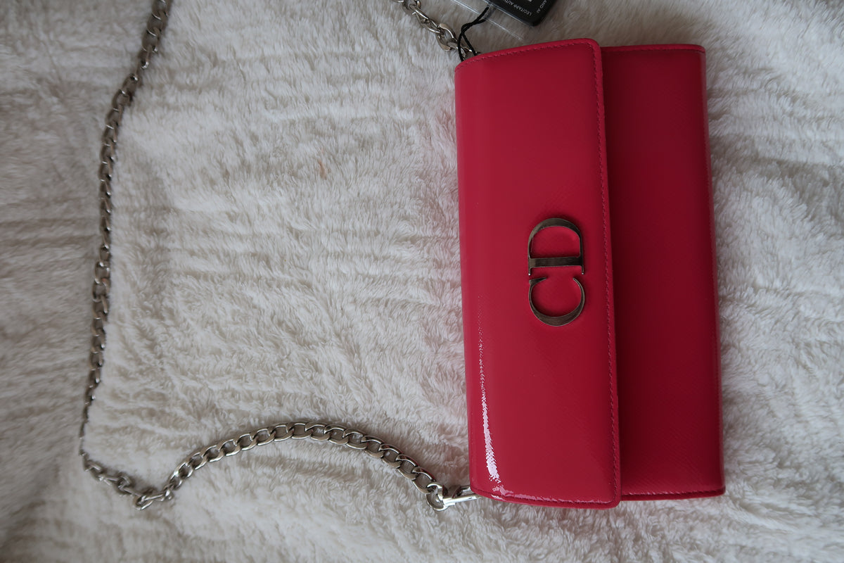 Christian Dior Pink Clutch With Chain Crossbody Shoulder Bag