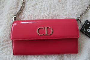 Christian Dior Pink Clutch With Chain Crossbody Shoulder Bag