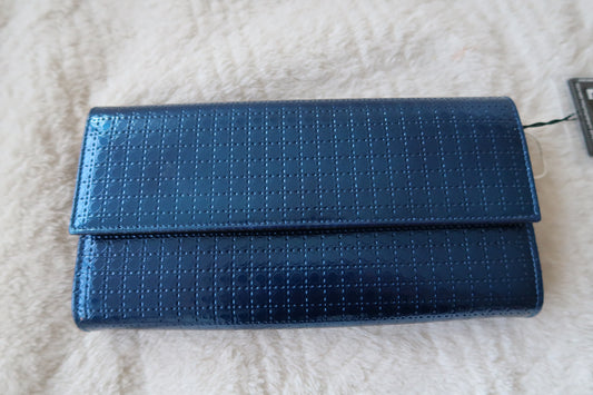 Christian Dior Blue Cannage Lady Dior Convertible Chain Clutch Wallet on Chain