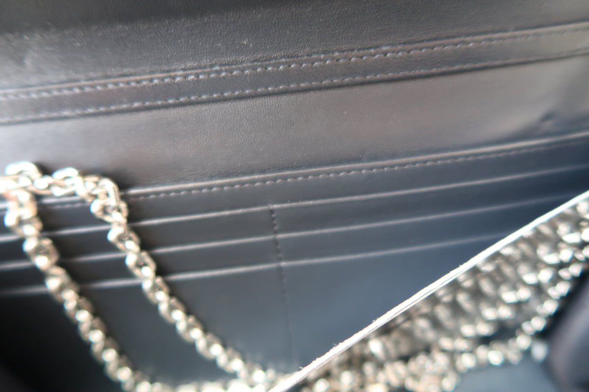 Christian Dior Blue Cannage Lady Dior Convertible Chain Clutch Wallet on Chain
