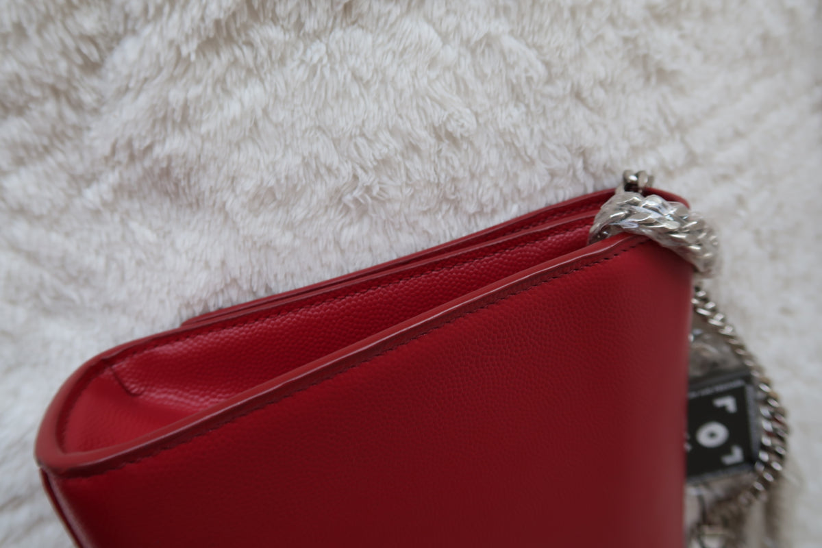 Saint Laurent YSL Kate Chain Shoulder Bag – Red Leather with Silver Hardware