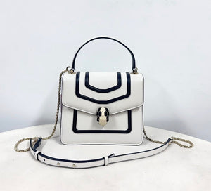 Bvlgari Serpenti Forever Top Handle Bag - Black and White