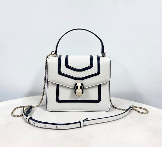Bvlgari Serpenti Forever Top Handle Bag - Black and White