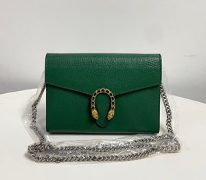 Gucci Calfskin Mini Dionysus Chain Wallet Emerald