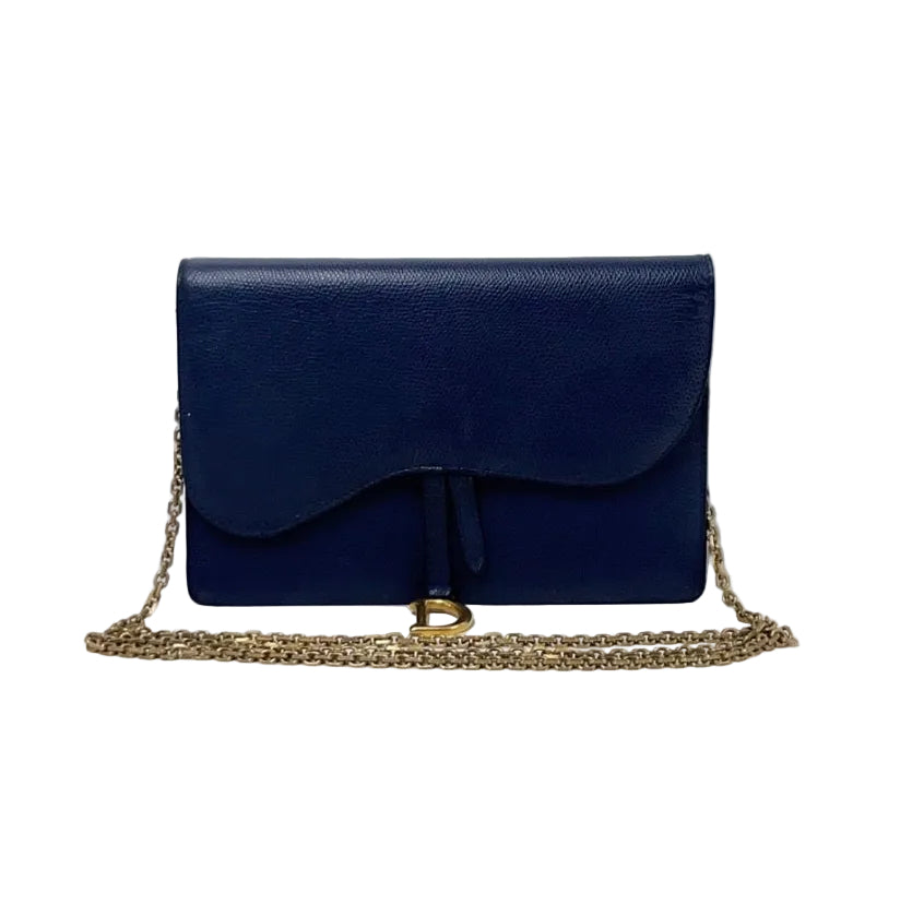 Dior Saddle Chain Clutch Bag - Navy