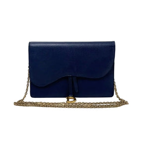 Dior Saddle Chain Clutch Bag - Navy