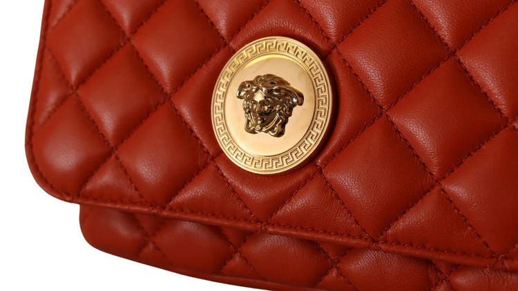 Versace Medusa Quilted Leather Chain Crossbody Bag – Orange - additional view 4