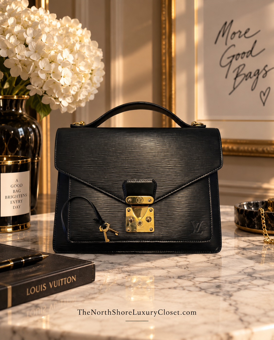 Louis Vuitton Vintage Epi Leather Monceau 28 Top Handle Bag – Black