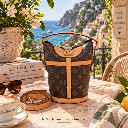 Louis Vuitton Monogram Canvas Duffle Bucket Shoulder Bag- Excellent