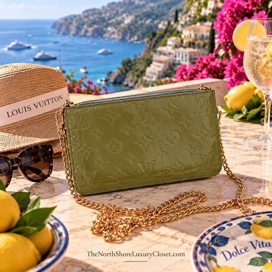 Louis Vuitton Pochette Lexington Green Vernis Monogram Leather