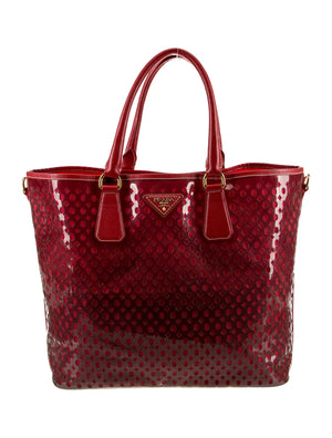 Prada Lake Ride Limited Edition Perforated Tote with Pouch – Red
