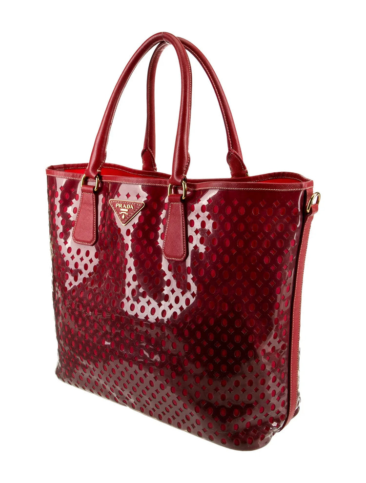 Prada Lake Ride Limited Edition Perforated Tote with Pouch – Red - additional view 3