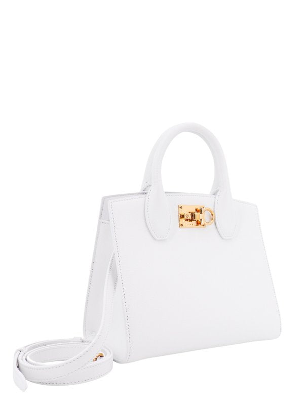 Ferragamo Studio Box White Mini Leather Top-Handle Bag - additional view 2