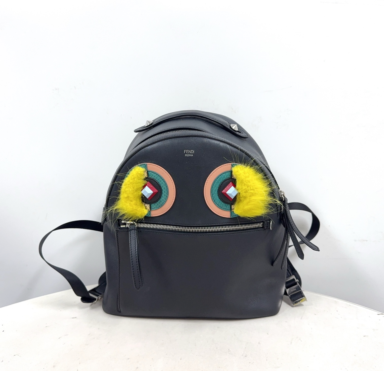 Fendi Hypnoteyes Monster Eyes Large Backpack – Black Leather & Multicolor