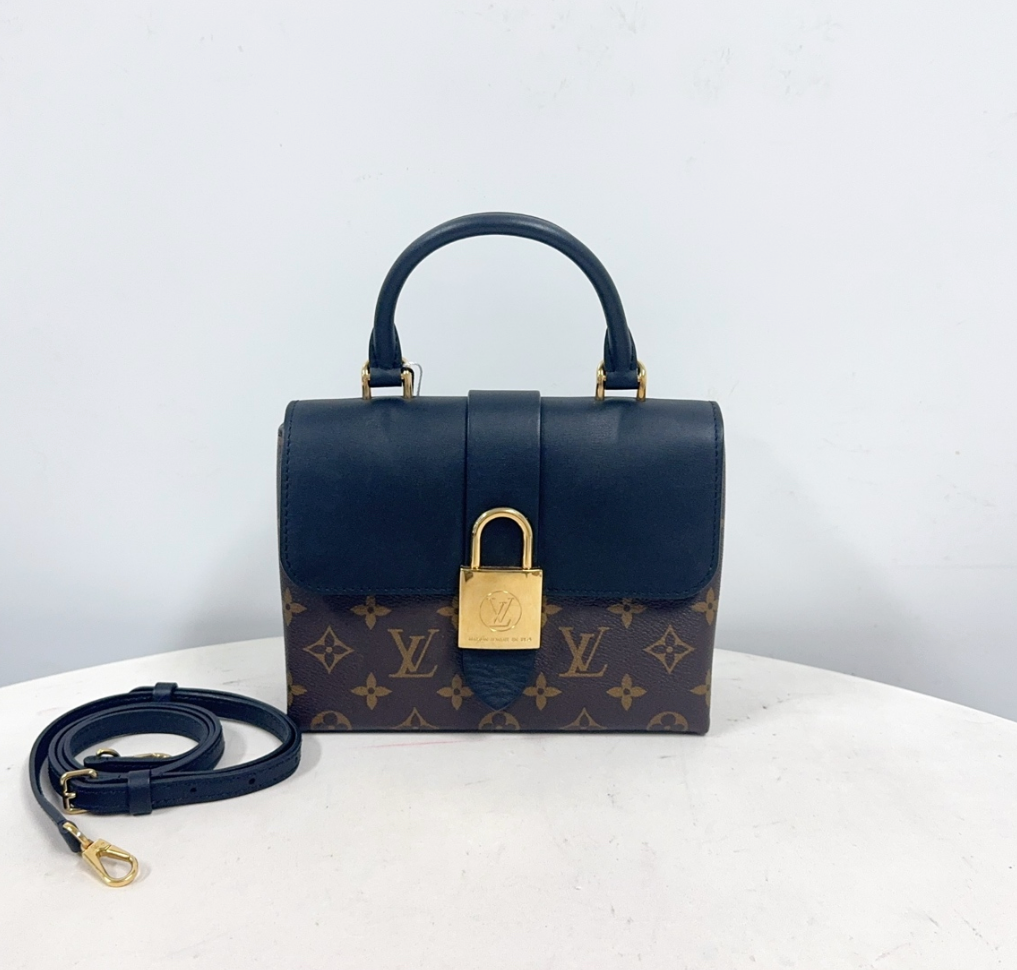 Louis Vuitton Locky BB Monogram Canvas & Black Leather Top Handle Crossbody Bag