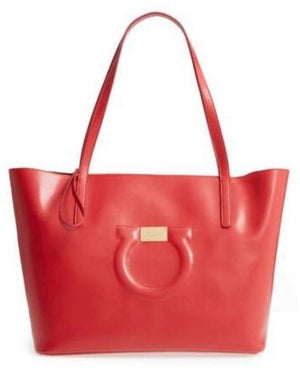 Salvatore Ferragamo Bright Red City Tote With Pouch