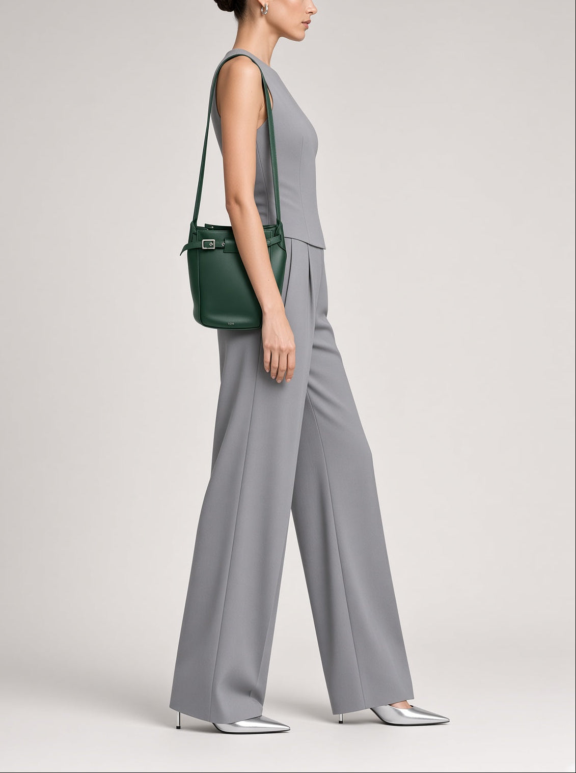 Celine Big Bag Bucket Lambskin Leather Bag - Forest Green