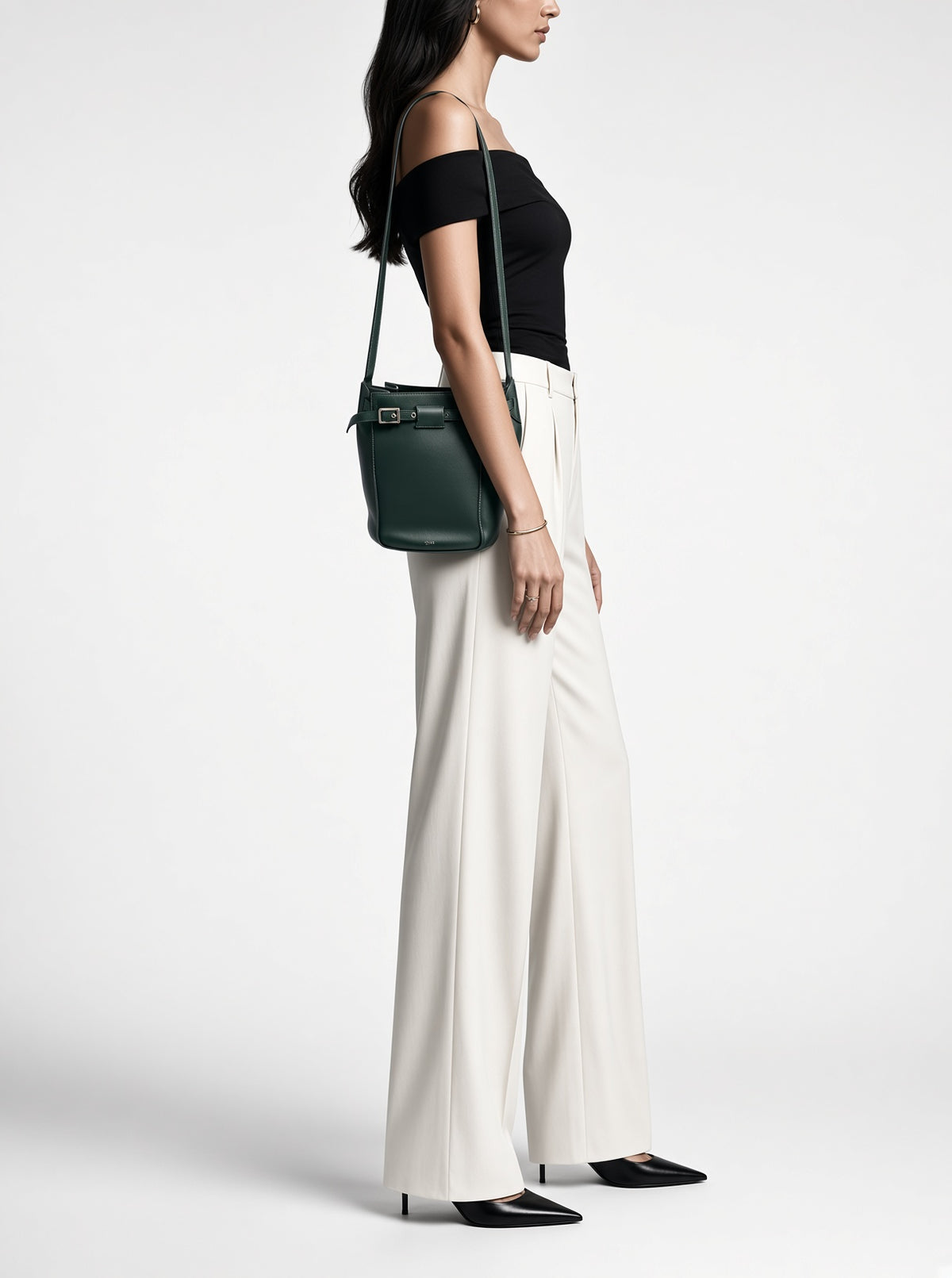 Celine Big Bag Bucket Lambskin Leather Bag - Forest Green