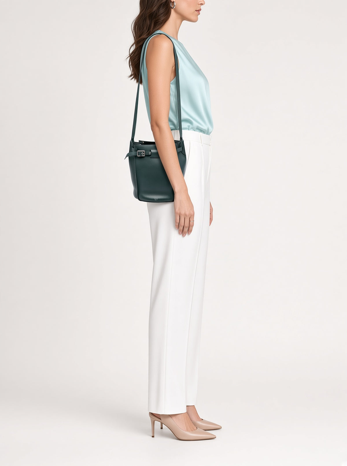 Celine Big Bag Bucket Lambskin Leather Bag - Forest Green