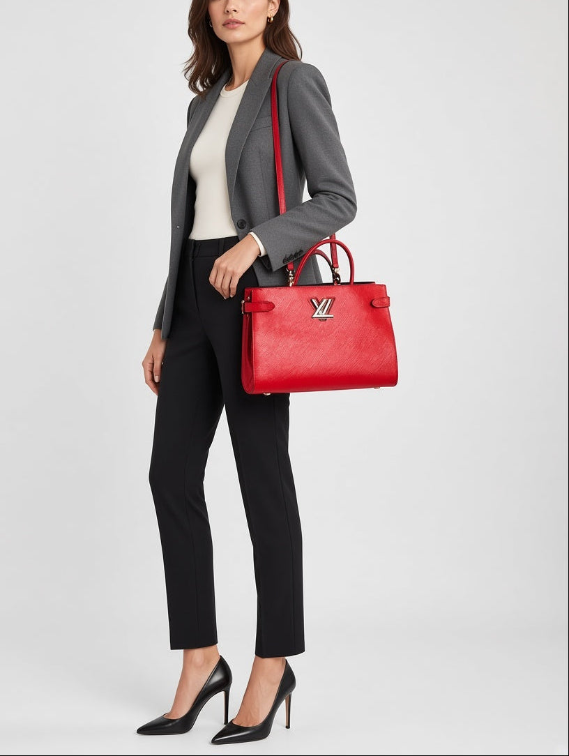 Louis Vuitton Coquelicot Epi Leather Twist Tote Bag