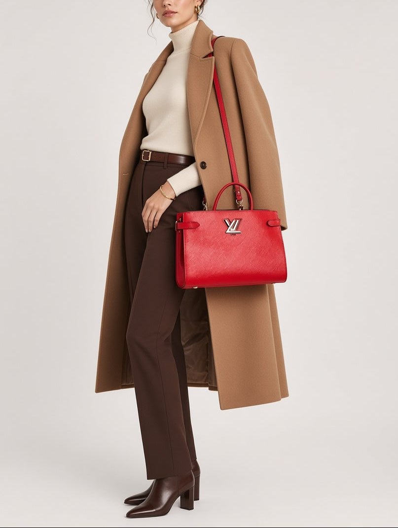 Louis Vuitton Coquelicot Epi Leather Twist Tote Bag