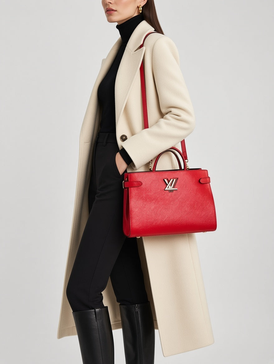 Louis Vuitton Coquelicot Epi Leather Twist Tote Bag