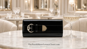 Gucci Black Patent Leather Romy Clutch
